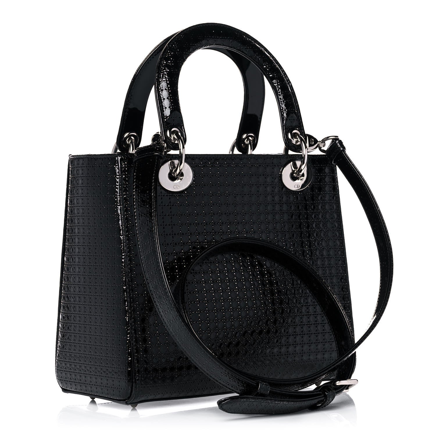 Christian Dior Patent Micro-Cannage Medium Lady Dior Black 4 of 12