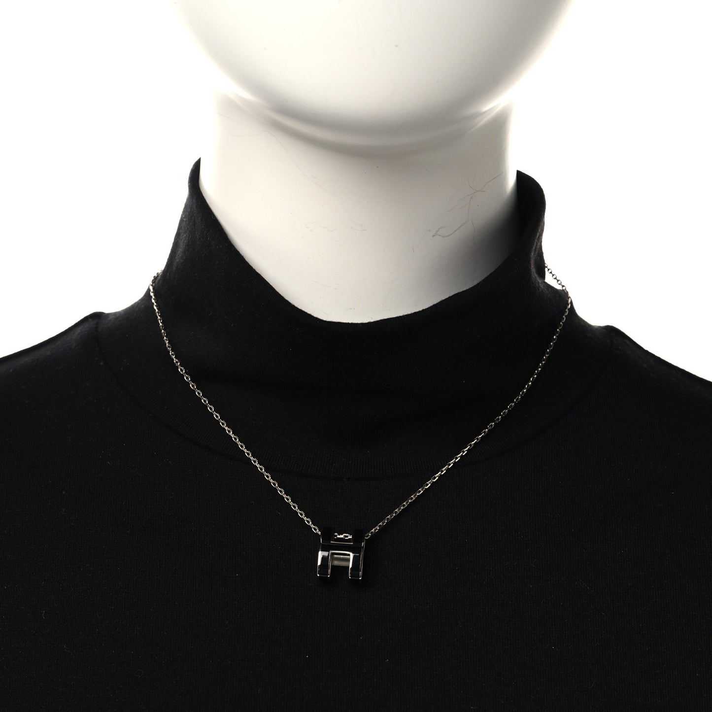 Lacquered Palladium Pop H Pendant Necklace Black