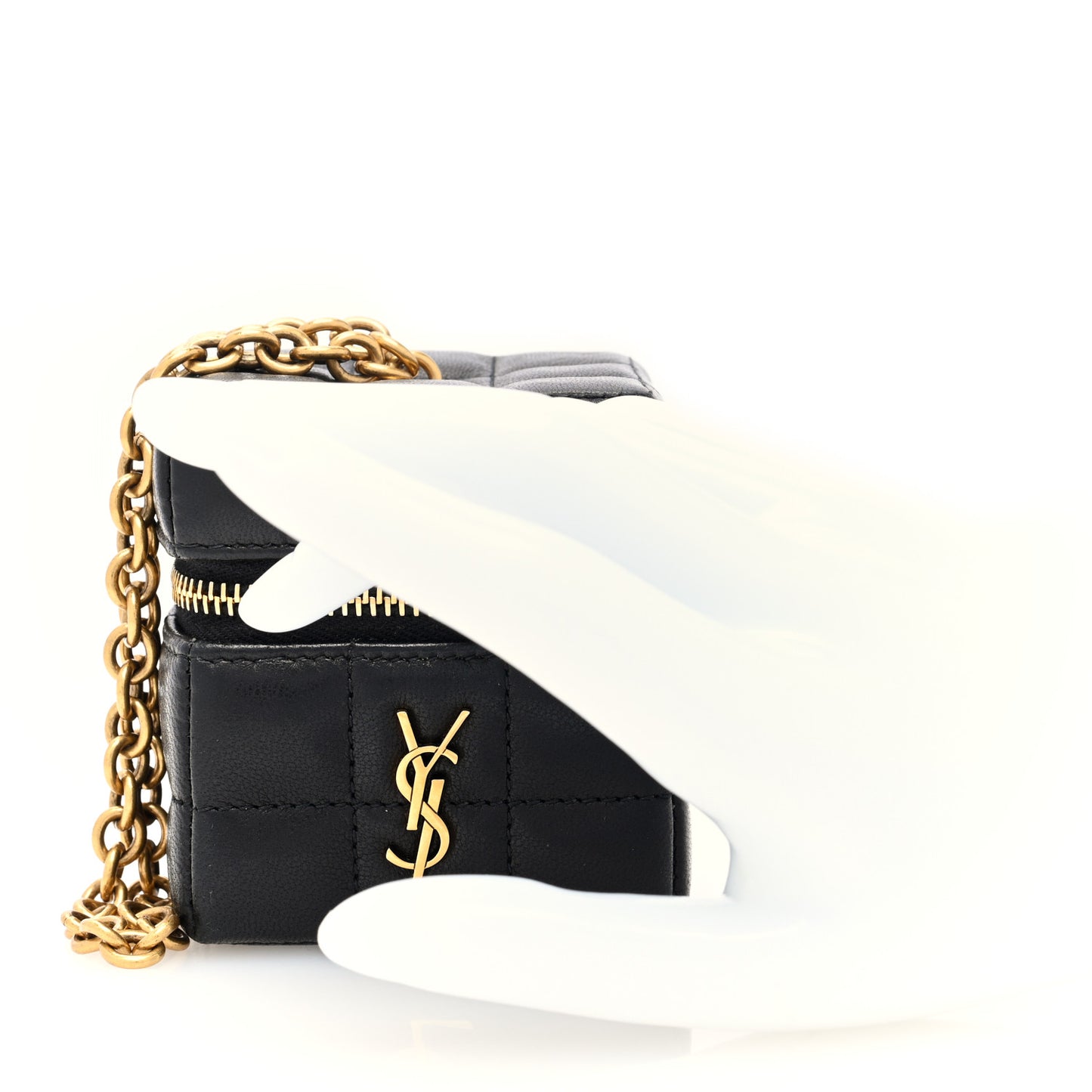 Lambskin Cassandre Matelasse Carre Mini Cube On Chain Black