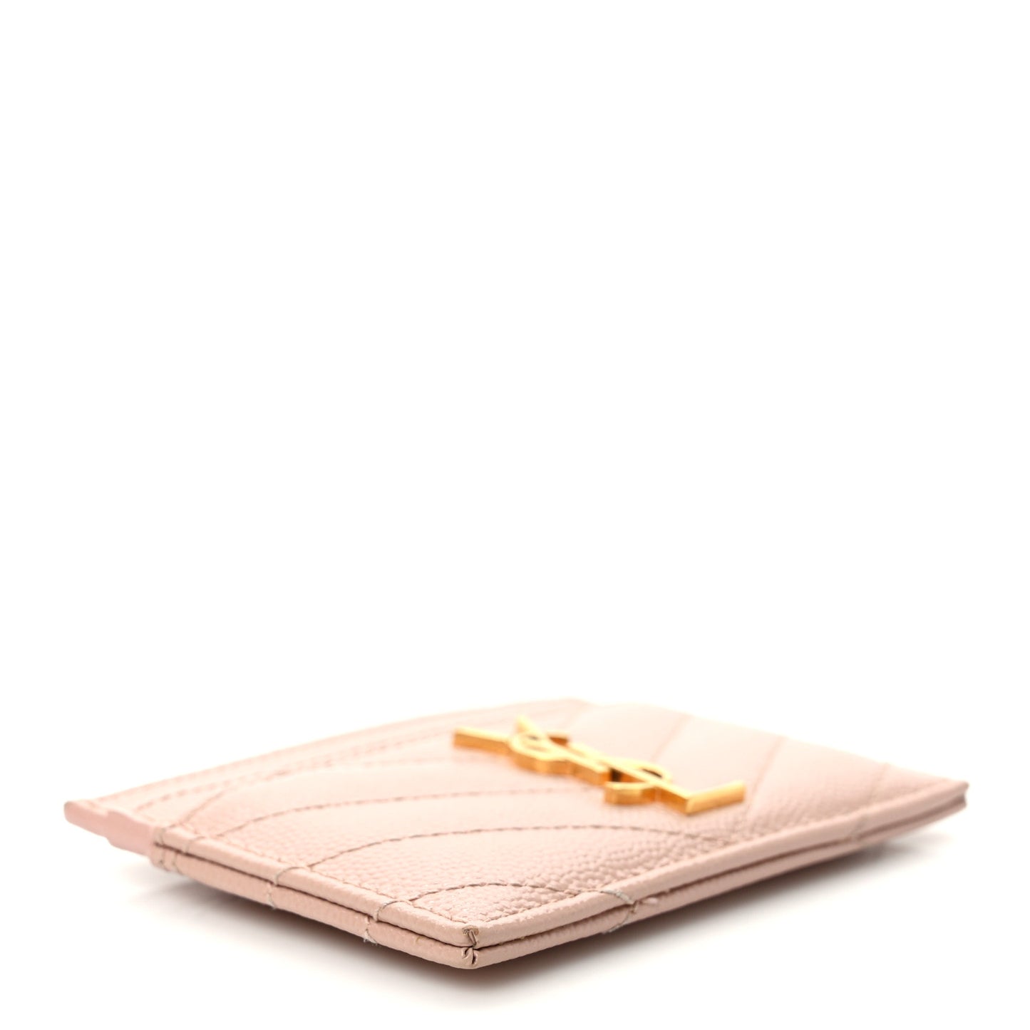Grain De Poudre Matelasse Chevron Monogram Credit Card Case Pale Pink