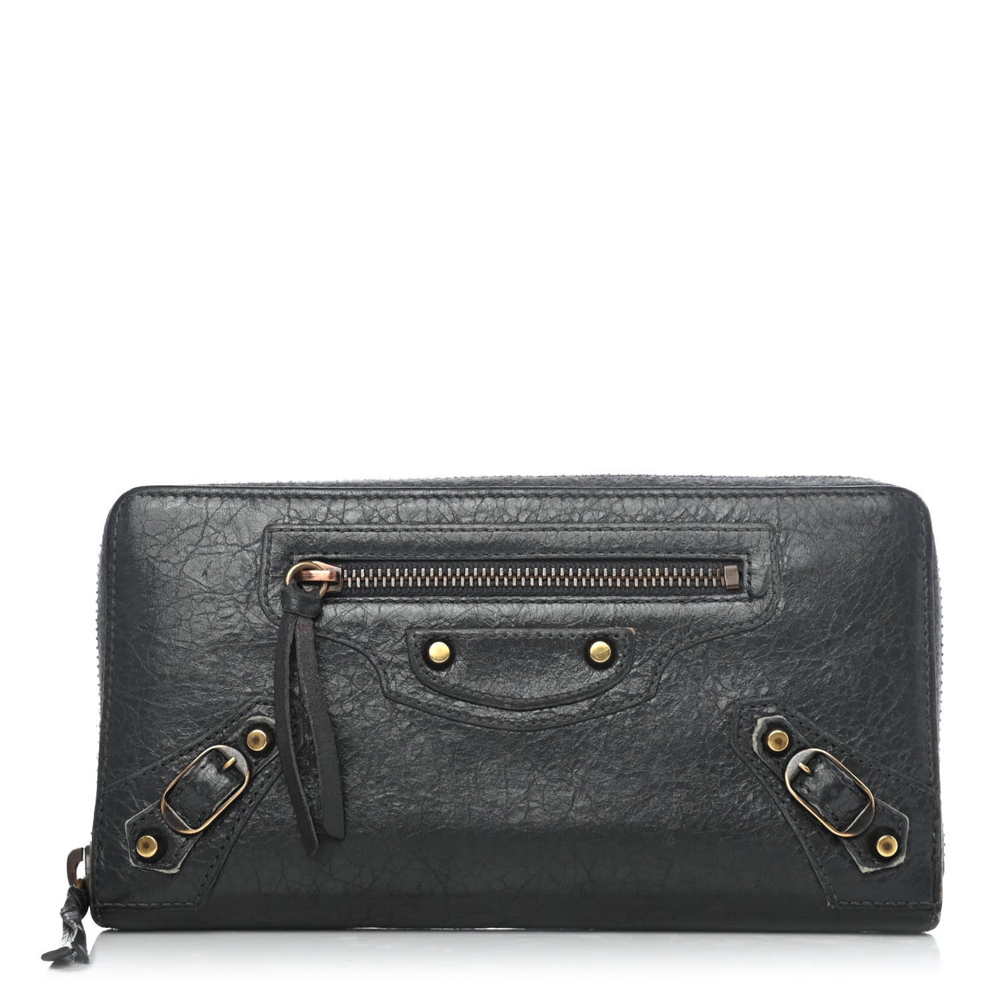Agneau Classic Gold Hardware Continental Zip Around Wallet Gris Fossile