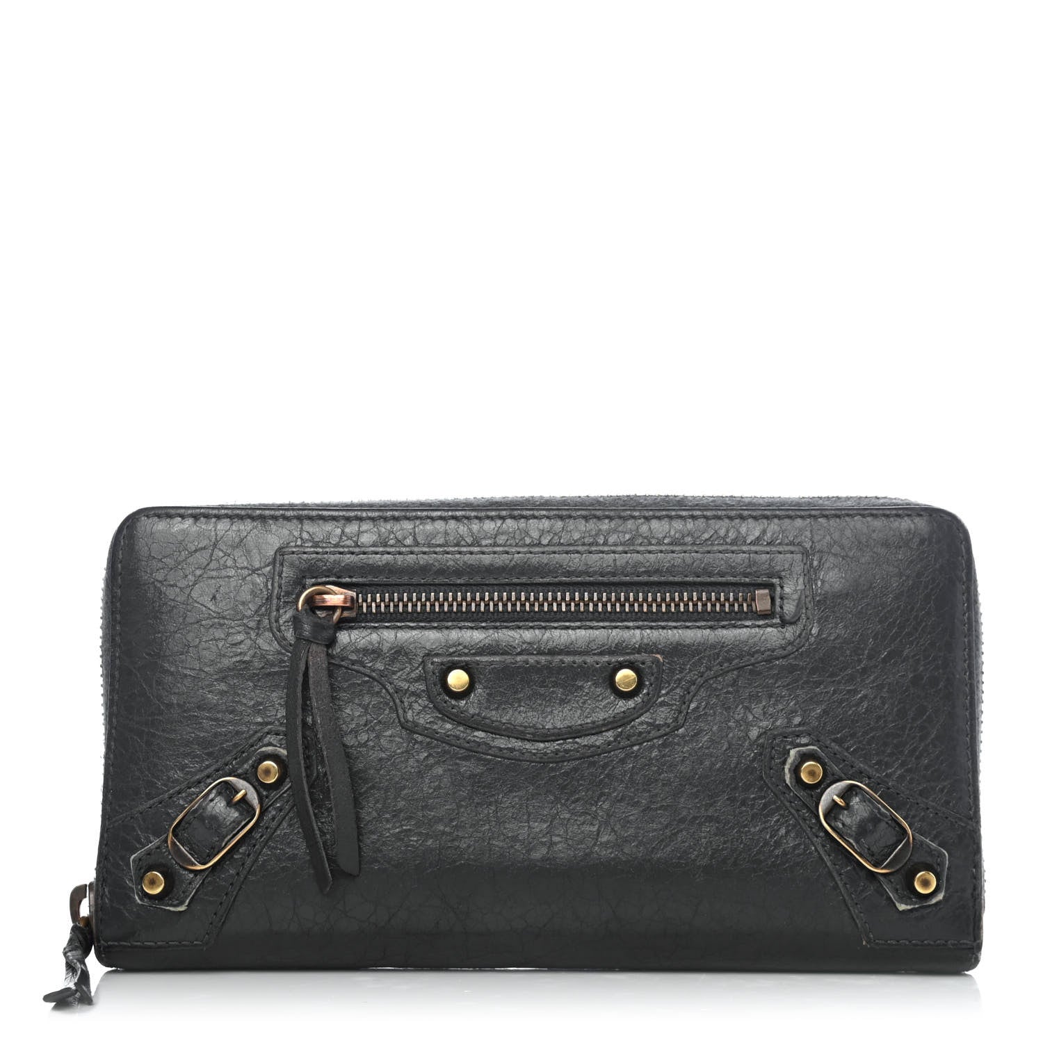 Balenciaga Agneau Classic Gold Hardware Continental Zip Around Wallet Gris Fossile 1 of 4