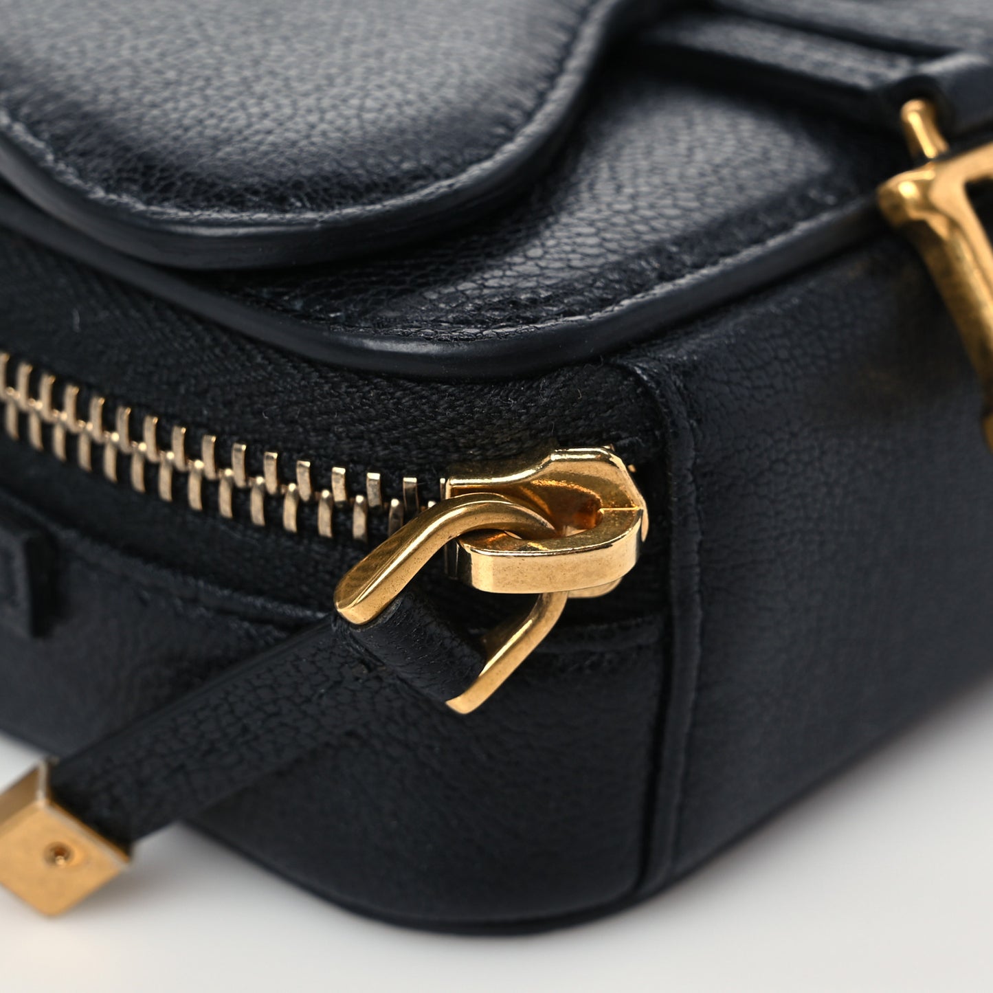 Goatskin Mini Saddle Pouch Black