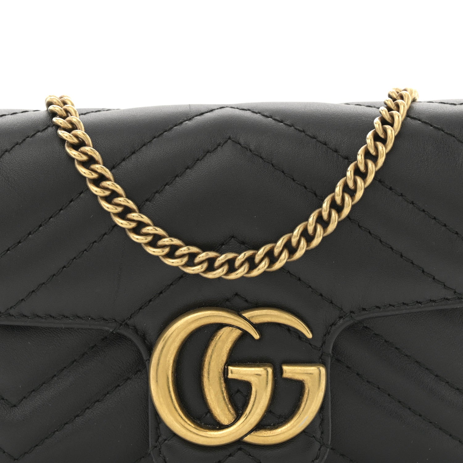 Gucci Calfskin Matelasse Super Mini GG Marmont Shoulder Bag Black 8 of 11