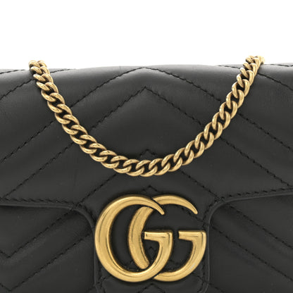 Gucci Calfskin Matelasse Super Mini GG Marmont Shoulder Bag Black 8 of 11