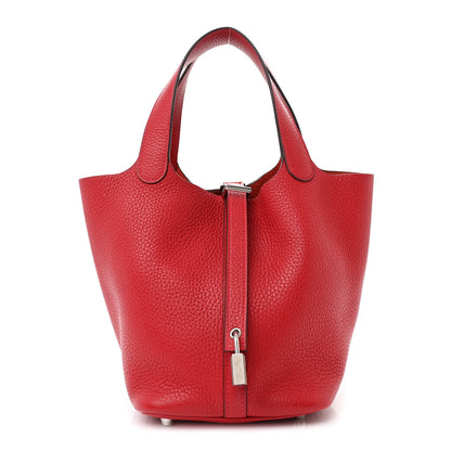 Hermes Taurillon Clemence Picotin Lock 18 PM Rouge Casaque 1 of 14
