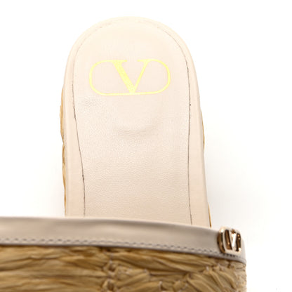Valentino Garavani Woven Straw Flatform 25/45mm Slide Sandals 39.5 Light Ivory 8 of 10