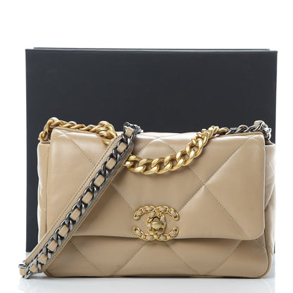 Chanel Lambskin Quilted Medium Chanel 19 Flap Dark Beige 11 of 11