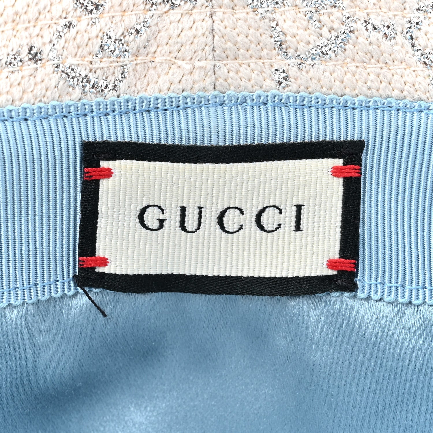 Gucci Canvas Lame GG Monogram Bucket Hat S Gardenia Silver 8 of 9