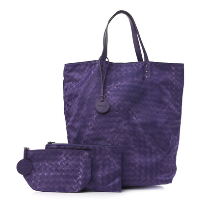 Bottega Veneta Nylon Intrecciolusion Vertical Tote Plum 1 of 12