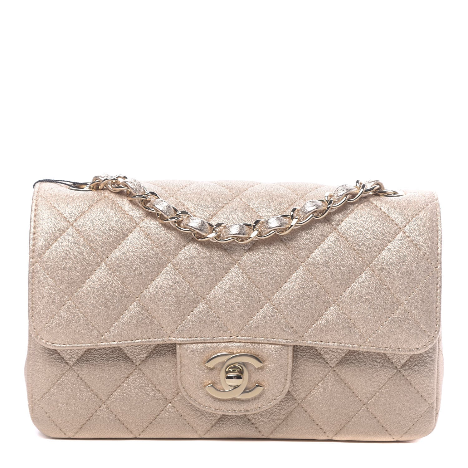 Chanel Metallic Lambskin Quilted Mini Rectangular Flap Gold 1 of 11