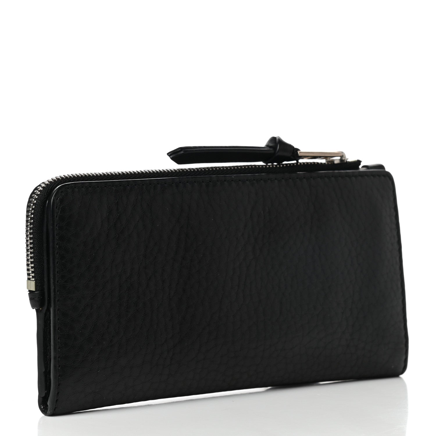 Burberry Signature Grain Calfskin Check Embossed Zip Wallet Black 3 of 11