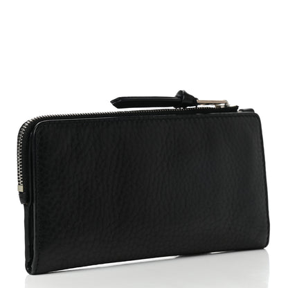 Burberry Signature Grain Calfskin Check Embossed Zip Wallet Black 3 of 11