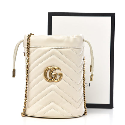 Gucci Calfskin Matelasse Mini GG Marmont 2.0 Bucket Bag White 10 of 10