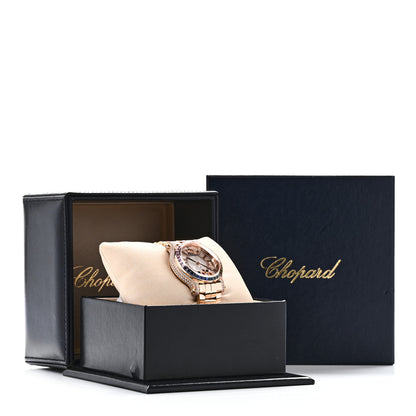 Chopard 18K Rose Gold Diamond Mother of Pearl Multicolor Sapphire 36mm Happy Sport Automatic Watch 6 of 6