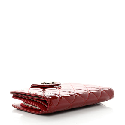 Chanel Patent Quilted Brilliant Zipped Pocket Wallet Dark Red 4 of 11