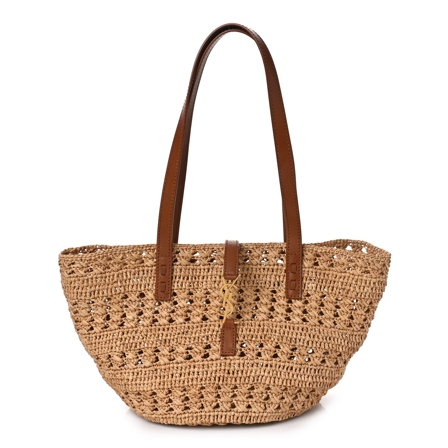 Saint Laurent Raffia Calfskin Small Panier Tote Naturel 1 of 8