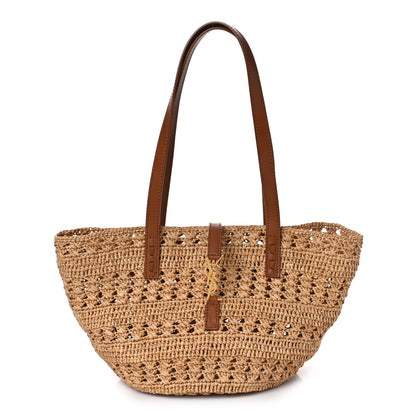 Saint Laurent Raffia Calfskin Small Panier Tote Naturel 1 of 8