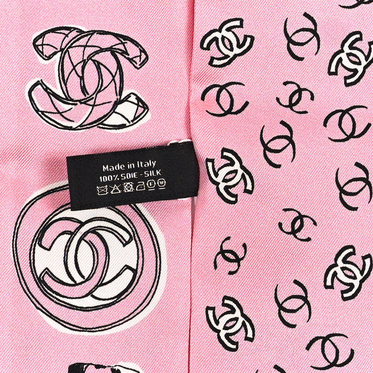 Chanel Silk CC Slim Bandeau Scarf Pink Black 3 of 3
