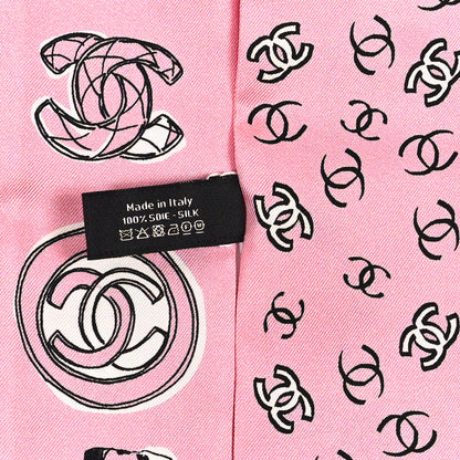 Chanel Silk CC Slim Bandeau Scarf Pink Black 3 of 3