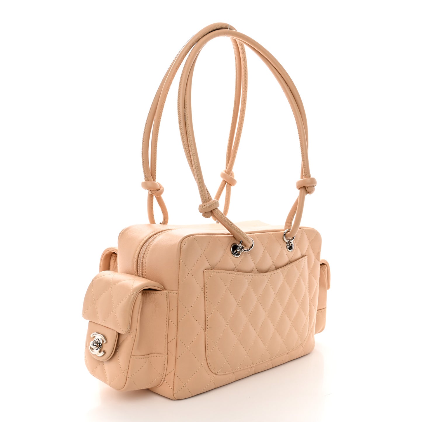 Calfskin Quilted Small Cambon Multipocket Reporter Beige