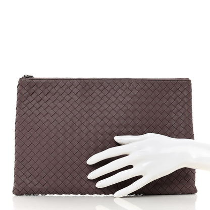 Bottega Veneta Nappa Intrecciato Large Flat Zip Billetto Pouch Brown 2 of 8