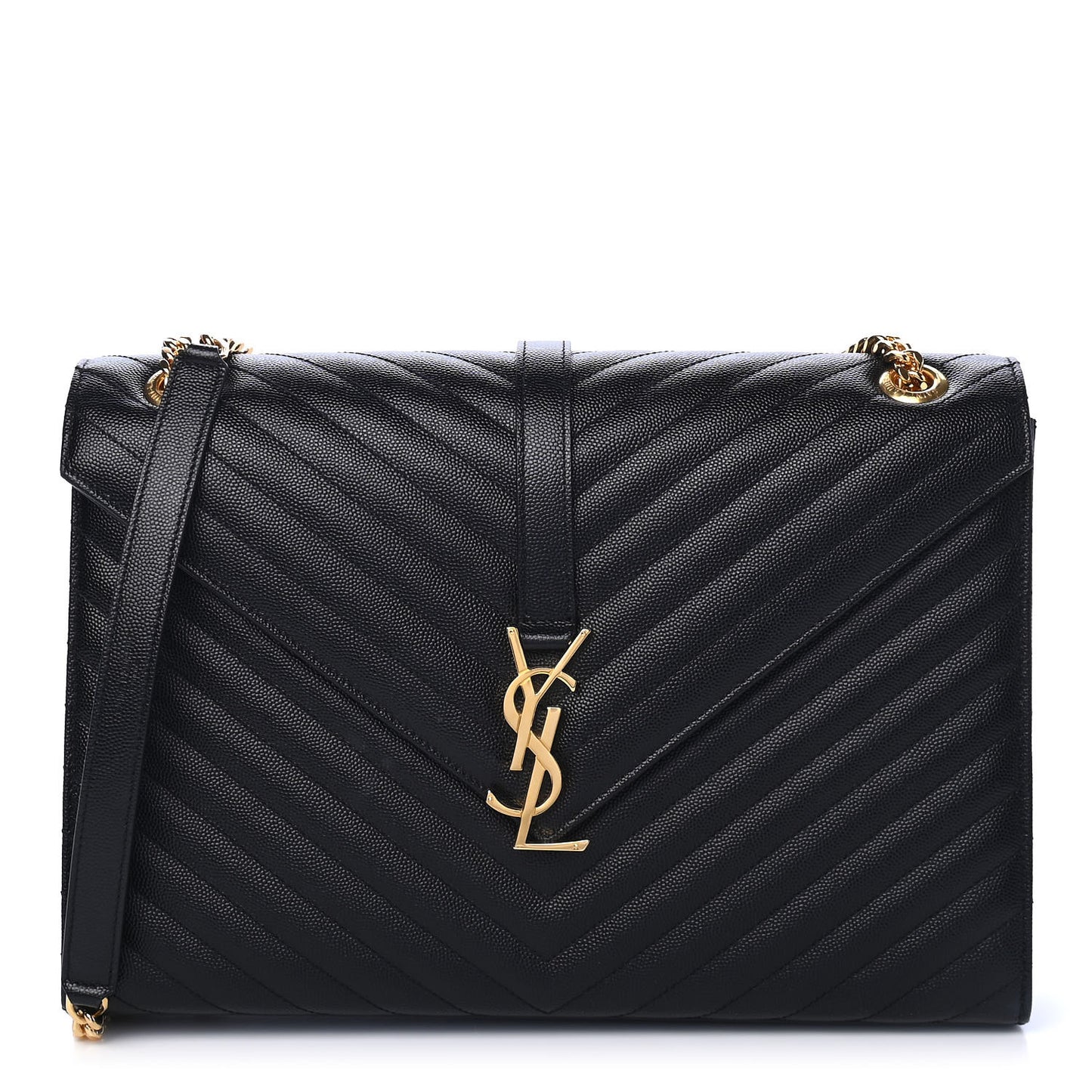 Grain De Poudre Matelasse Chevron Large Monogram Satchel Black
