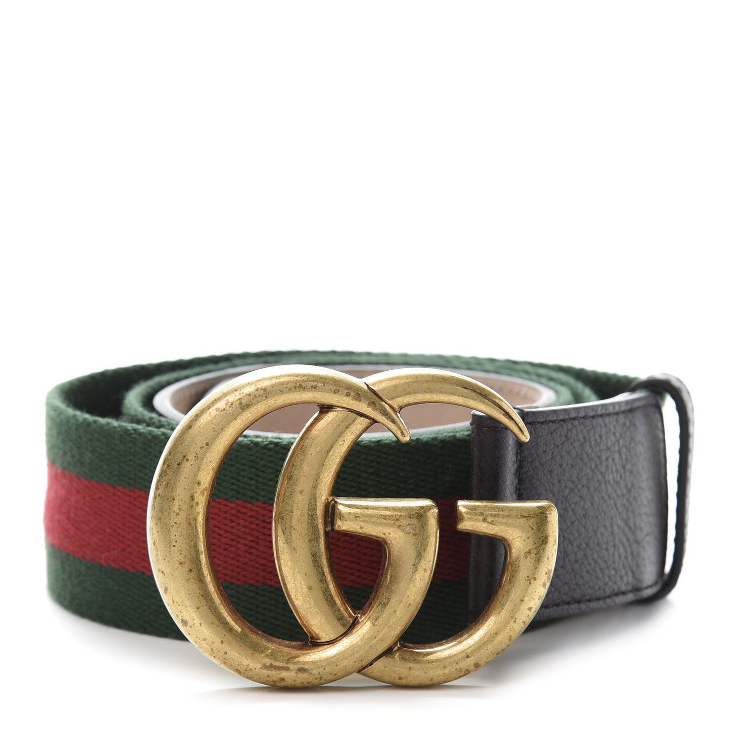 Nylon Textured Calfskin Double G Web 40mm Belt 95 38 Green Red Dark Cocoa