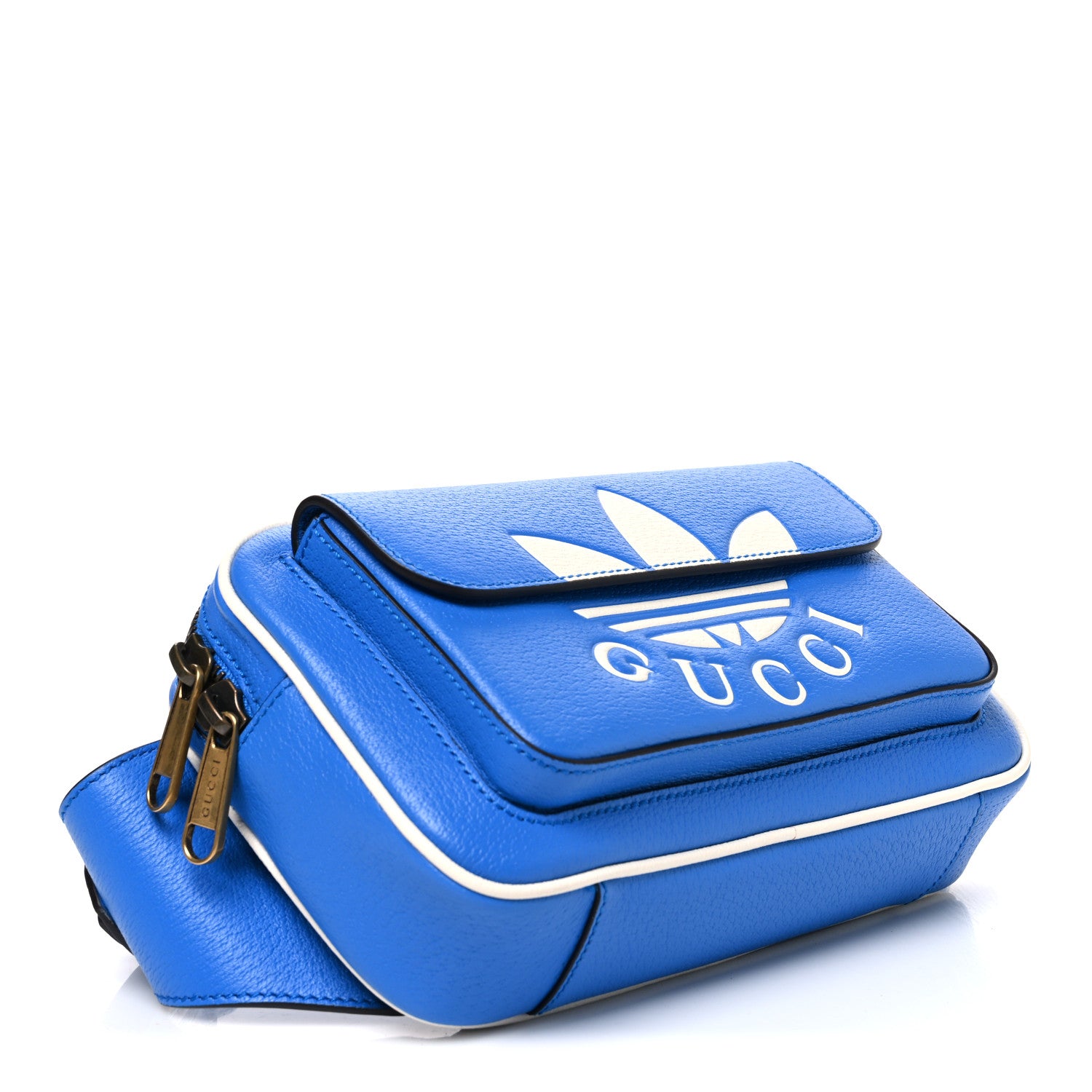 Gucci X ADIDAS Textured Dollar Calfskin Belt Bag Blue 3 of 9