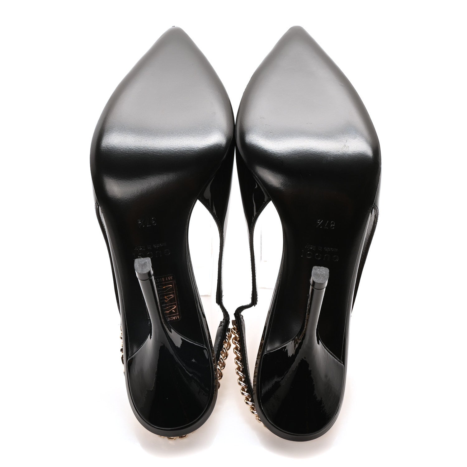 Gucci Vernice Crystal Nappa Charlotte Signoria Slingback Pumps 37.5 Black 6 of 8