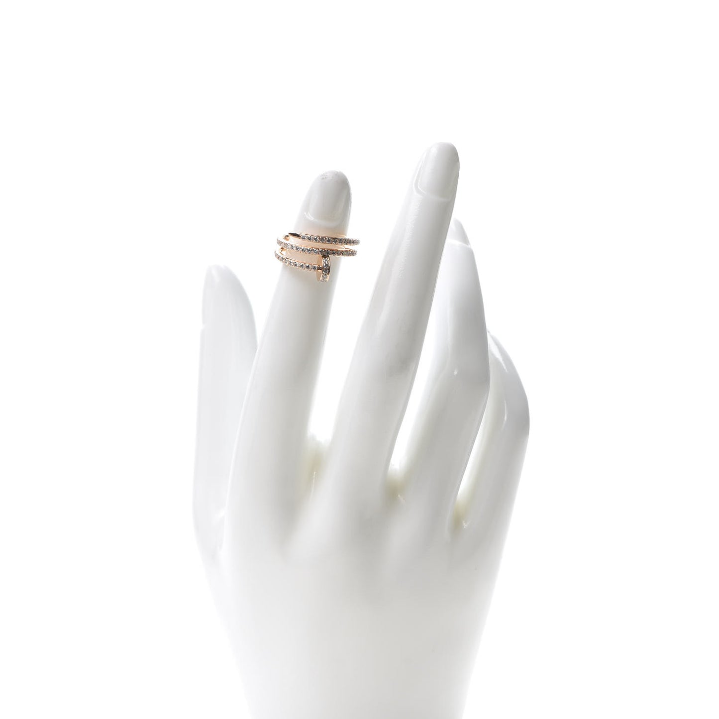18K Pink Gold Diamond Double Juste Un Clou Paved Ring 47 4