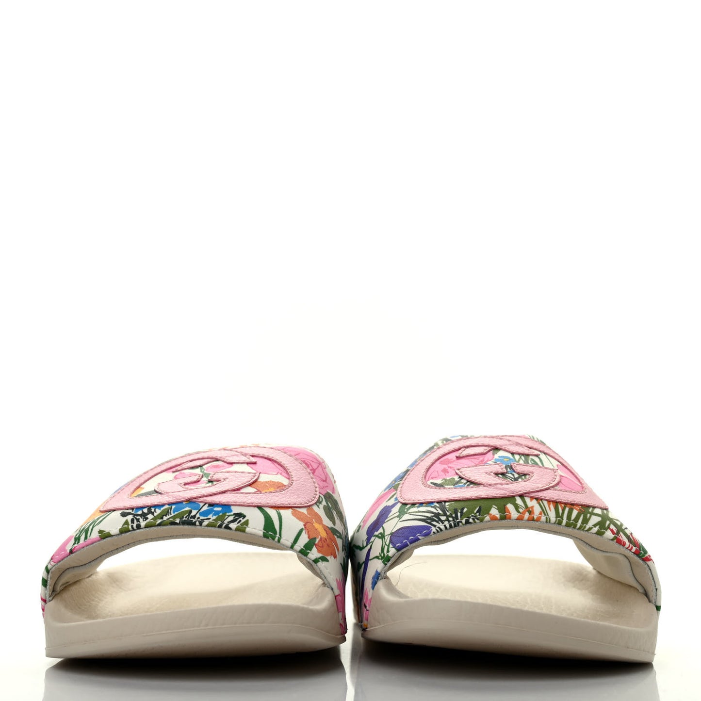 X KEN SCOTT Rubber Infinity Giardino d Apri Interlocking G Womens Pool Slide Sandals 35 Ivory Pink Wild Rose