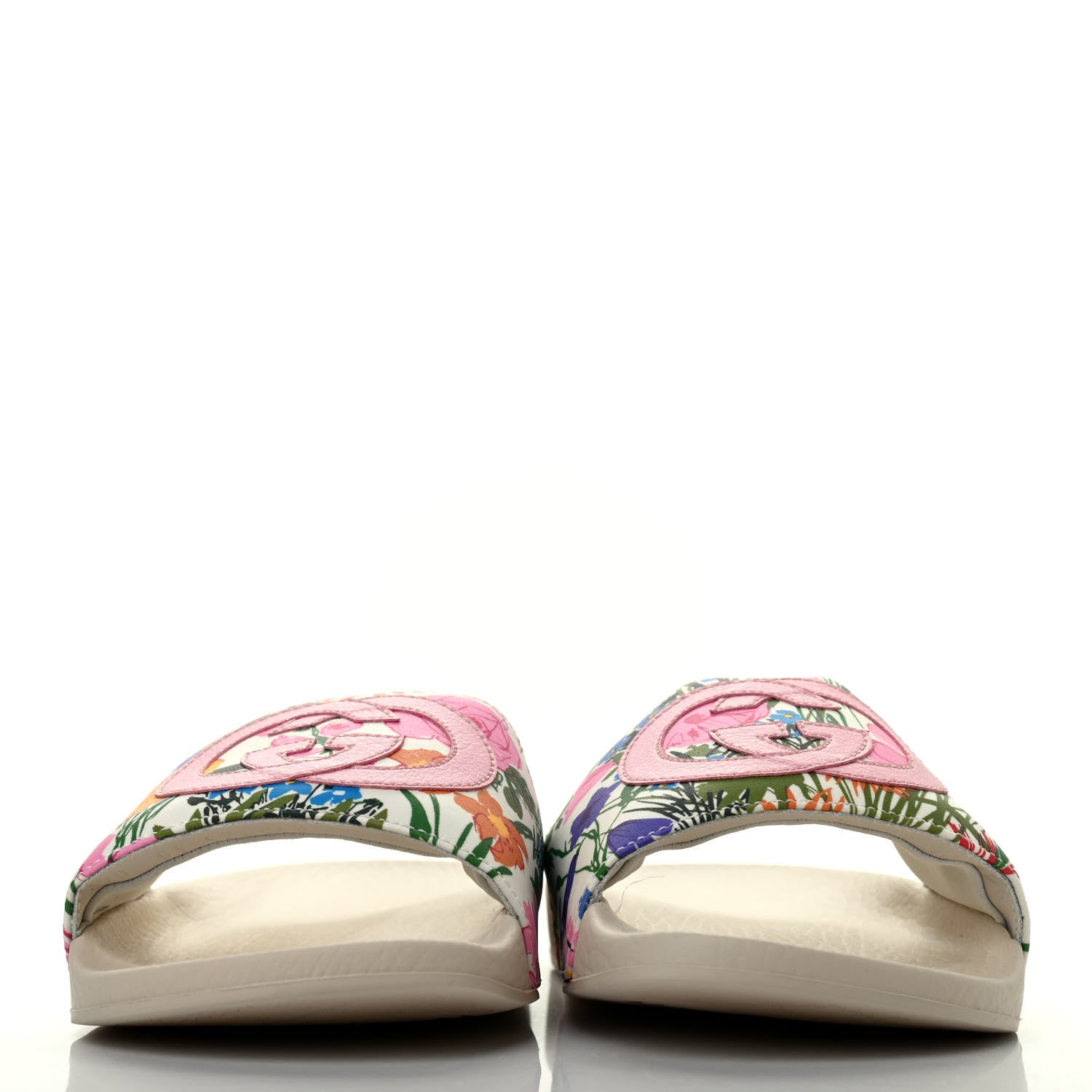 Gucci X KEN SCOTT Rubber Infinity Giardino d Apri Interlocking G Womens Pool Slide Sandals 35 Ivory Pink Wild Rose 2 of 4