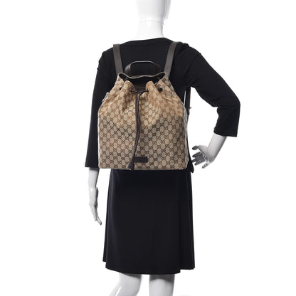 Gucci Monogram Dollar Calfskin O Drawstring Backpack Beige Ebony Testa di Moro Dark Chocolate 2 of 9