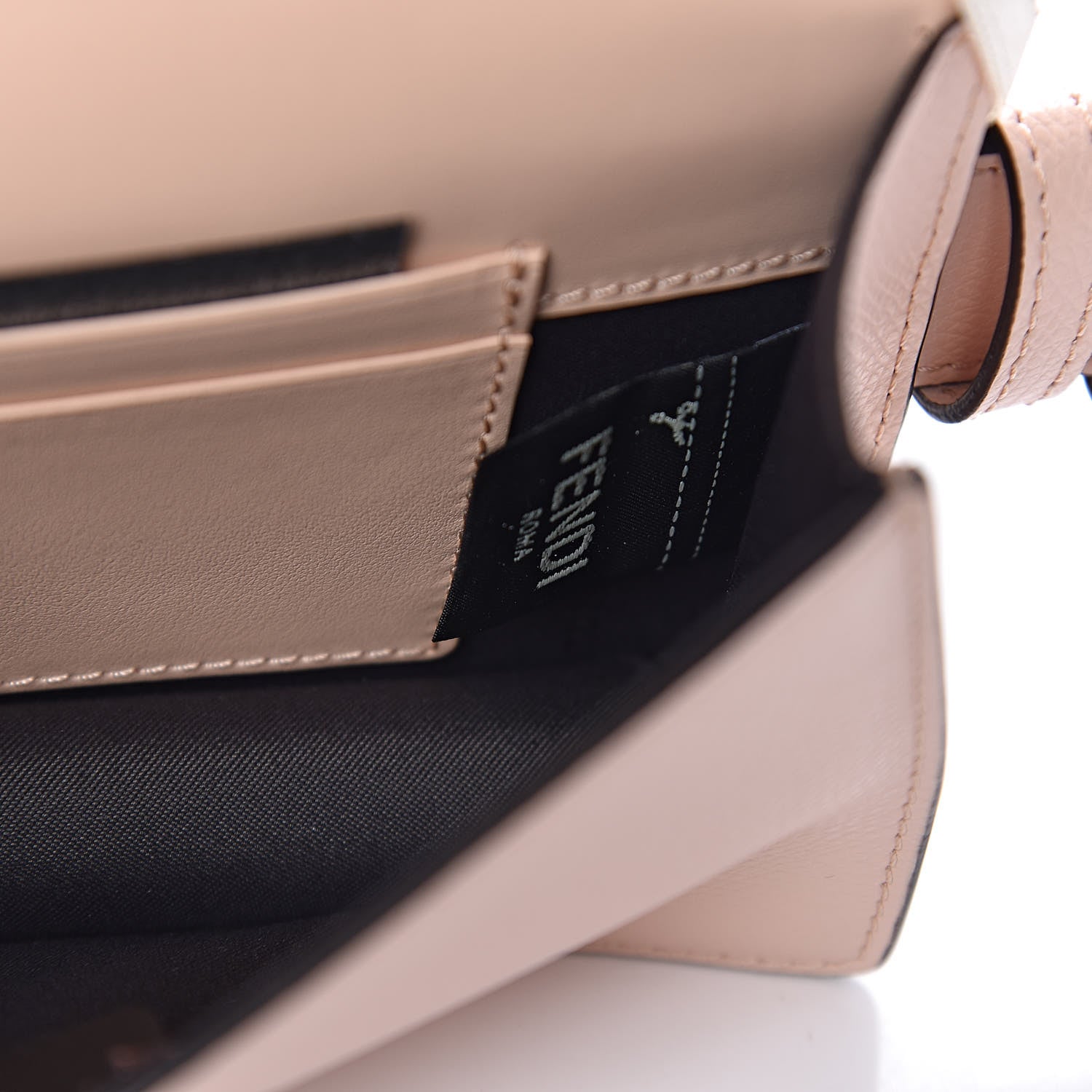 Fendi Vitello Cruise F is Fendi Bi-Color FF 1974 Embossed Envelope Belt Bag Maya Black Light Rose 6 of 11