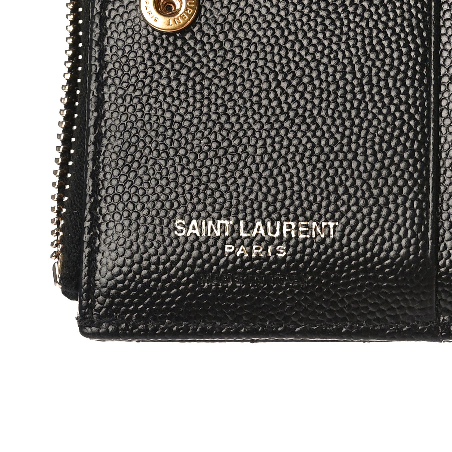 Saint Laurent Grain De Poudre Matelasse Chevron Monogram Zipped Card Case Black 5 of 9