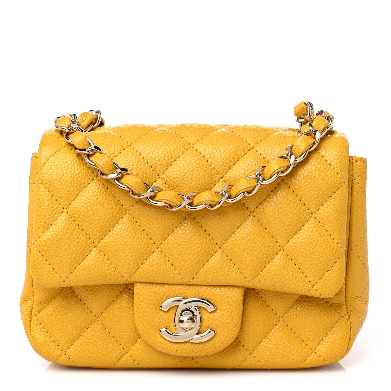 Chanel Caviar Quilted Mini Square Flap Yellow 1 of 13
