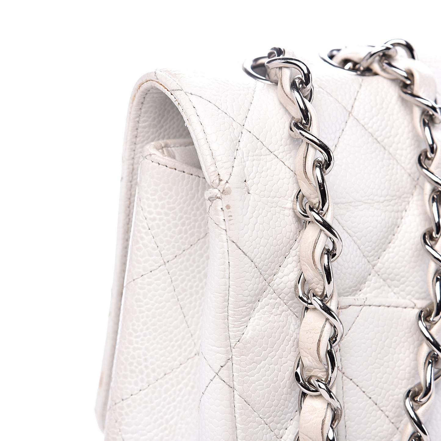 Caviar Quilted Jumbo Single Flap White