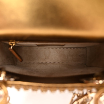 Christian Dior Metallic Calfskin Crystal Mini Lady Dior Gold 5 of 10