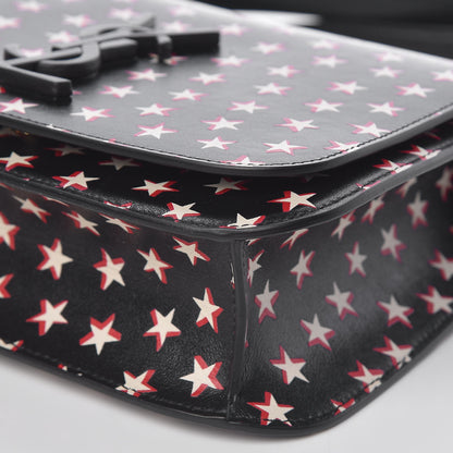 Saint Laurent Smooth Calfskin Star Print Small Spontini Saddle Bag Black Ivory Red 9 of 10