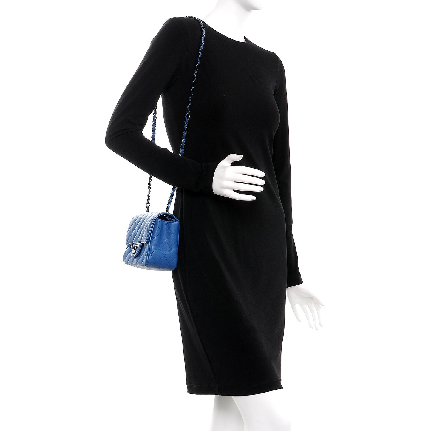 Calfskin Quilted Mini Square Flap Blue