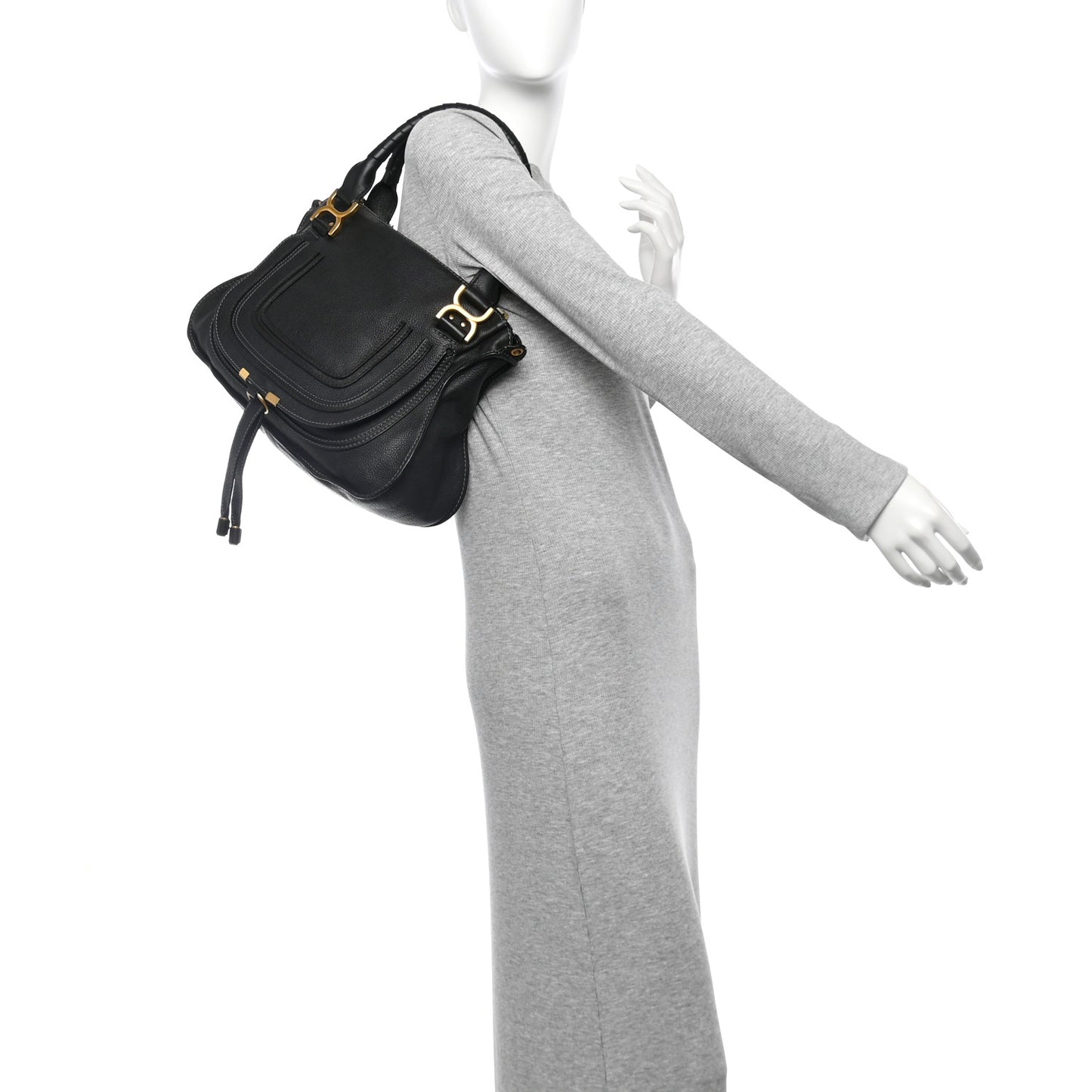 Calfskin Medium Marcie Satchel Black
