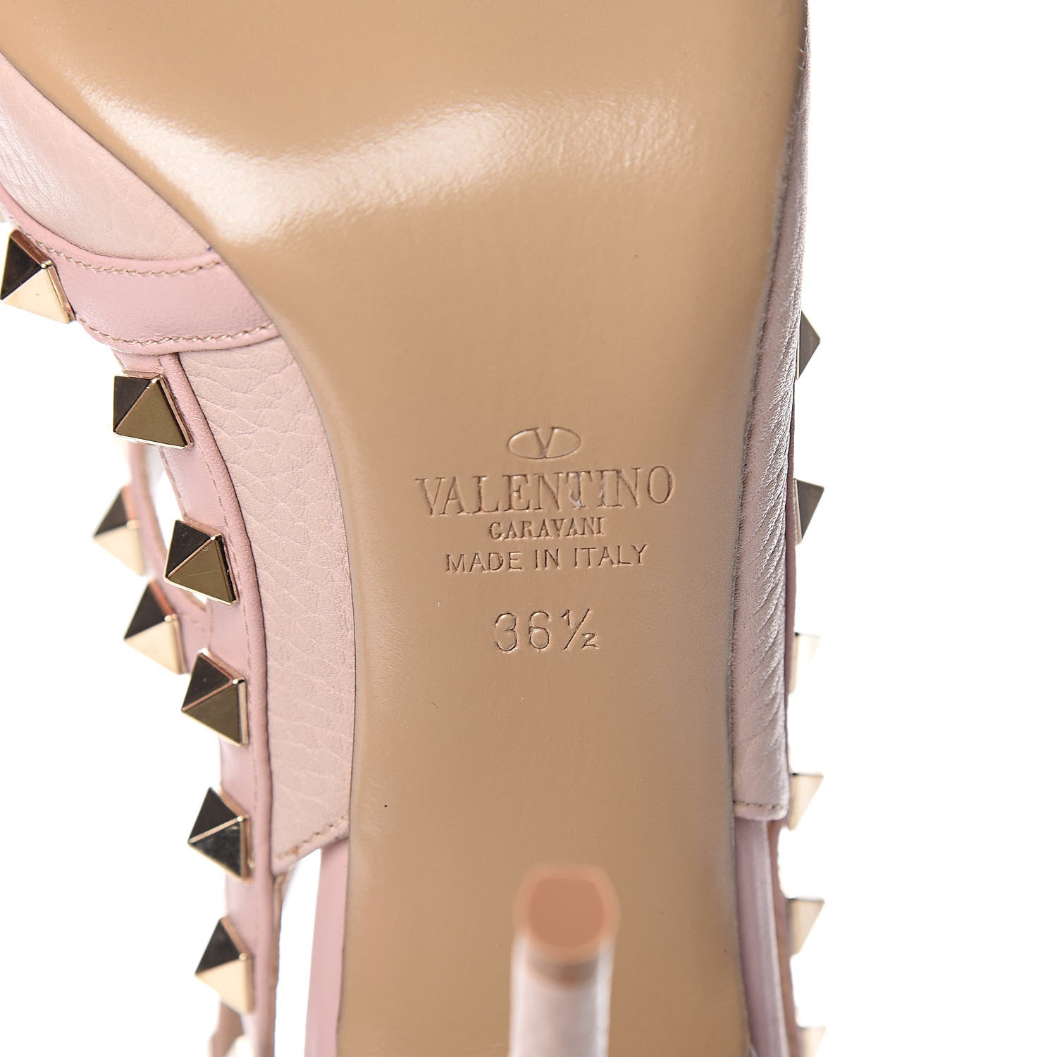 Valentino Garavani Pebbled Calfskin Rockstud Ankle Strap Pumps 36.5 Cipria 6 of 9