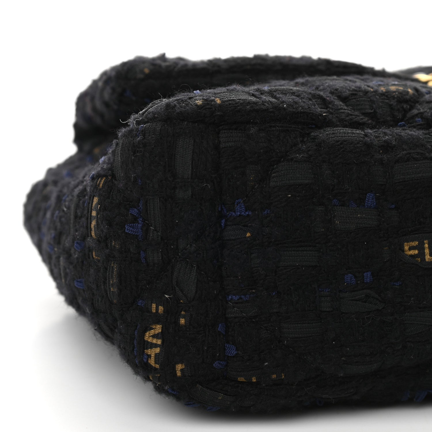 Chanel Tweed Quilted Medium Chanel 19 Flap Black Navy Gold 8 of 9
