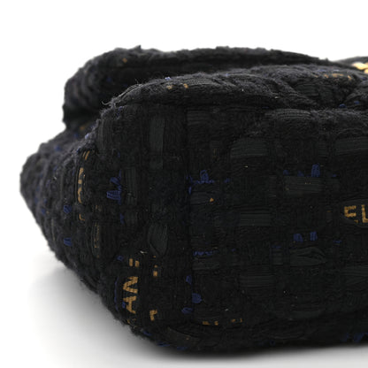 Chanel Tweed Quilted Medium Chanel 19 Flap Black Navy Gold 8 of 9