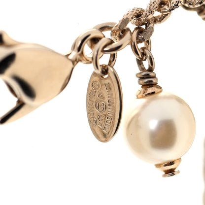 Chanel Pearl Beaded CC Necklace Gold Purple 4 of 4