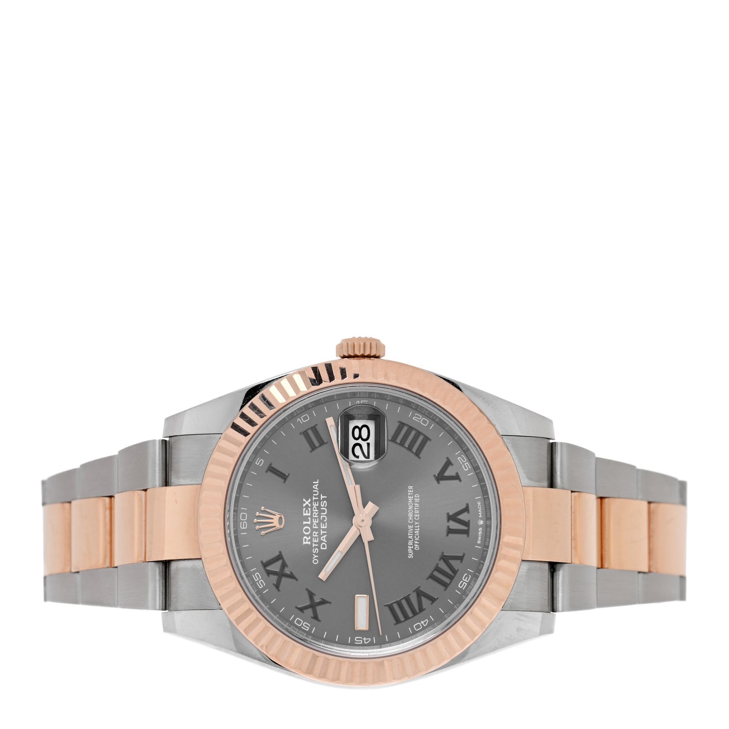 Stainless Steel 18K Everose Gold 41mm Oyster Perpetual Wimbledon Datejust Watch Slate 126331