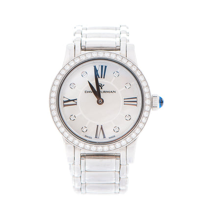 David Yurman Stainless Steel Diamond Bezel Mother of Pearl 30mm Classic Quartz Watch 1 of 6