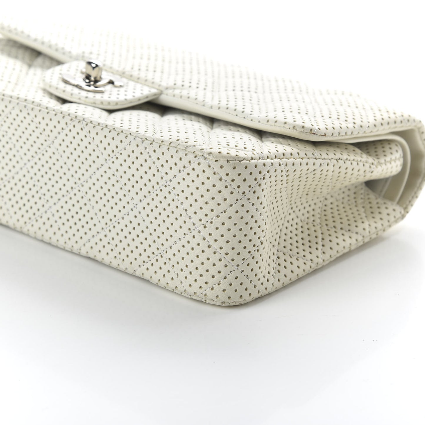 Lambskin Perforated Medium Double Flap White