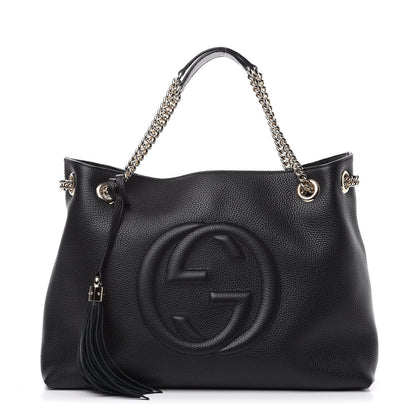 Gucci Pebbled Calfskin Medium Soho Chain Shoulder Bag Black 1 of 9